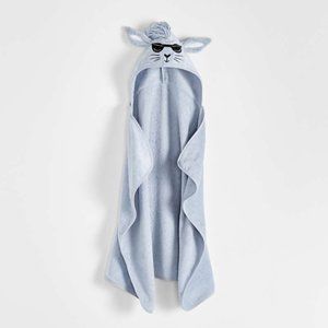 Crate & Barrel Rabbit Hooded Baby Towel Blue